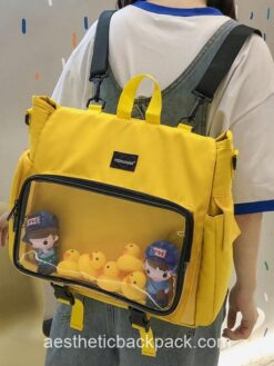 Harajuku Ita Bag Transparent Pocket DIY Cute Pins Anime Horizontal Backpack 1