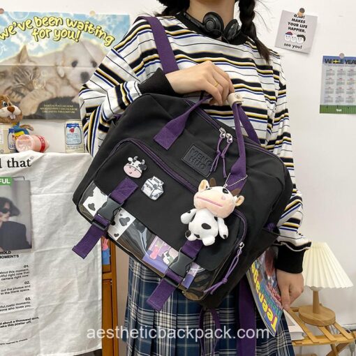 Softhearted Cute Cow Multifunctional Waterproof Horizontal Backpack 3