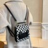 Checkerboard Designer Plaid PU Leather Mini Backpack 13
