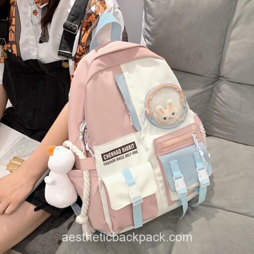 Cute Macaron College Candy Color Drawstring Backpack 1