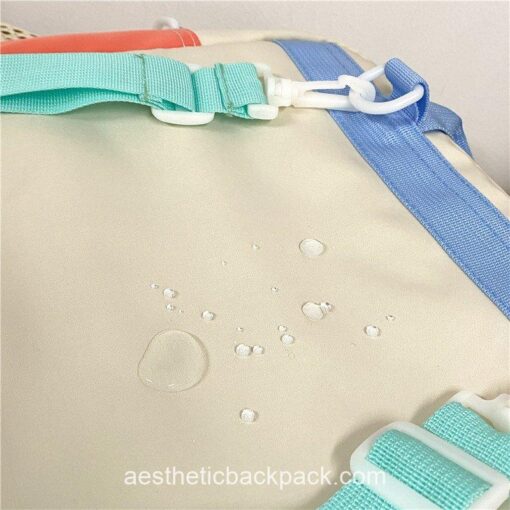 Kawaii Panelled Candy Color Portable Aesthetic Horizontal Backpack 5