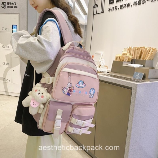 Kawaii Waterproof Candy Color Space Rabbit Aesthetic Backpack 20