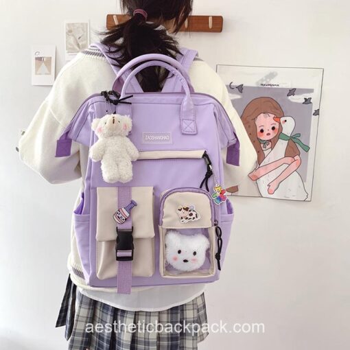 Adorable Preppy Waterproof Candy Colors Teddy Bunny Backpack 18
