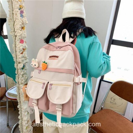 Softhearted Girl Kawaii Panelled Aesthetic Backpack 12
