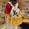 Aesthetic Korean Panelled Preppy Bow Patchwork Backpack 1