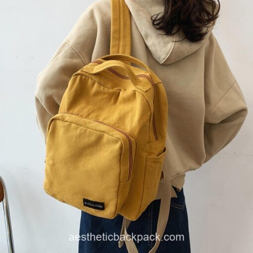 Cool Vintage Canvas Solid Color Classic Backpack 1