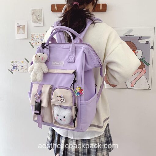 Adorable Preppy Waterproof Candy Colors Teddy Bunny Backpack 19