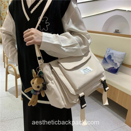 Japan Style Waterproof Crossbody Aesthetic Horizontal Backpack 18