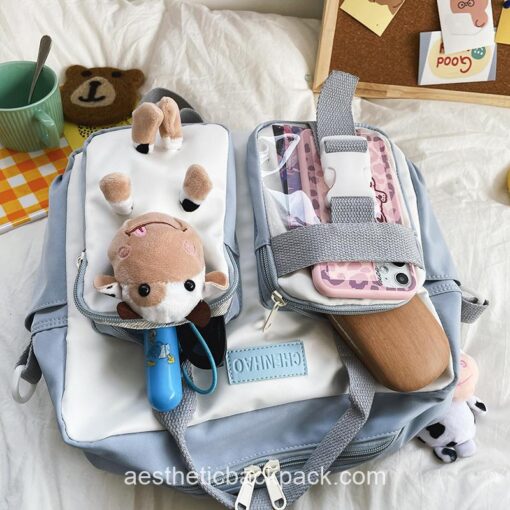 Lovely Cow Cartoon Clear Pocket Sweet Aesthetic Horizontal Backpack 5