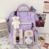 Adorable Preppy Waterproof Candy Colors Teddy Bunny Backpack 1