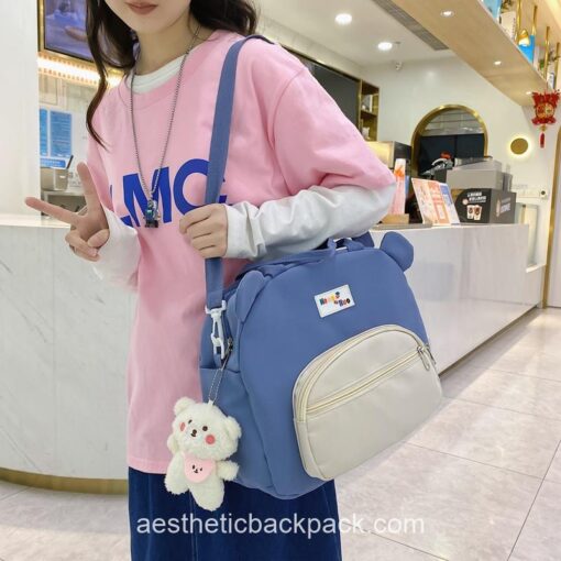 Adorable Japanese Kawaii 3D Bear Portable Multifunctional Horizontal Backpack 12