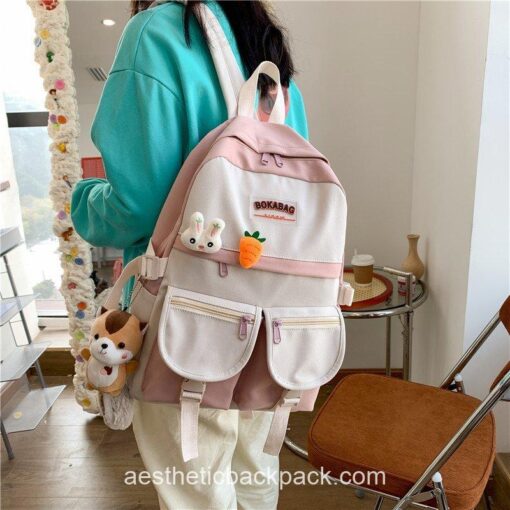 Softhearted Girl Kawaii Panelled Aesthetic Backpack 13