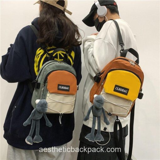 Harajuku Small Panelled Colors Drawstring Mini Backpack 11