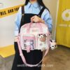 Lovely Cow Cartoon Clear Pocket Sweet Aesthetic Horizontal Backpack 12