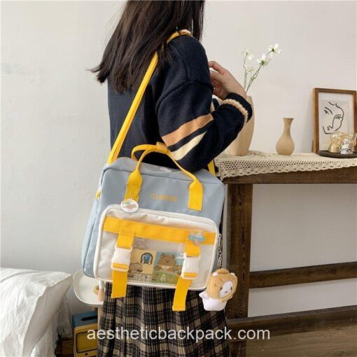 Kawaii Panelled Candy Color Portable Aesthetic Horizontal Backpack 12