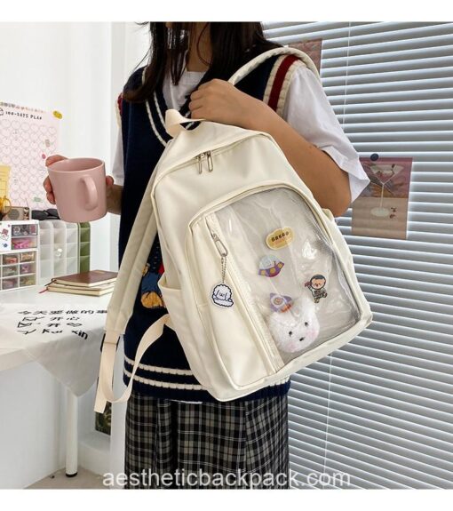 Cozy Solid Transparent Preppy Sweet Backpack 14