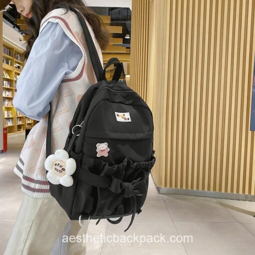 Softie Korean Style Sweet Open Pockets Kawaii Aesthetic Backpack 4