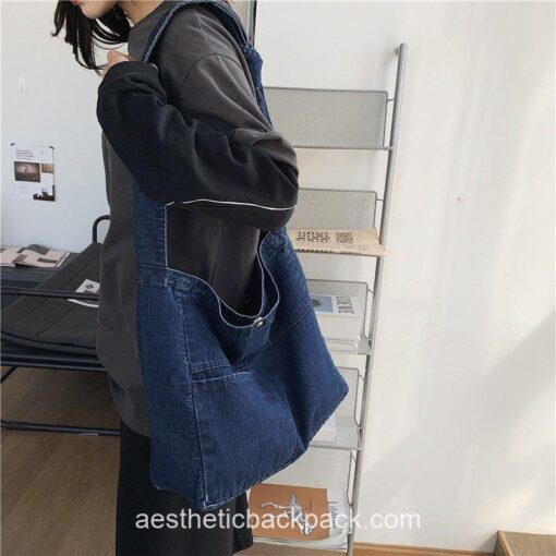 Vintage Denim Shoulder Simple Jeans Tote Messenger Bag 12
