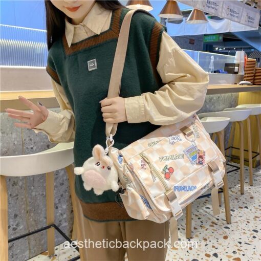 Japanese Cute Plaid Messenger Bag Crossbody Checkerboard Bunny 18
