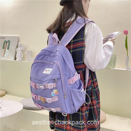 Cozy Plaid Casual Rucksack Aesthetic Backpack 15
