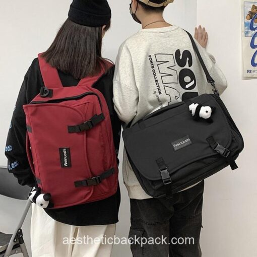 Cute Multifunctional Solid Crossbody Horizontal Backpack 1