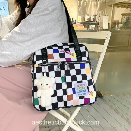 Sweet Plaid Bags Korean Checkerboard Purse Tote Bag 3