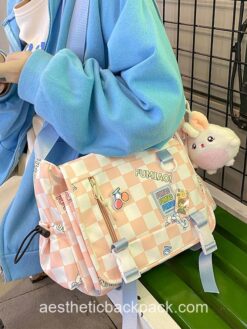 Japanese Cute Plaid Messenger Bag Crossbody Checkerboard Bunny 1