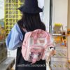 Lovely Cow Cartoon Clear Pocket Sweet Aesthetic Horizontal Backpack 3