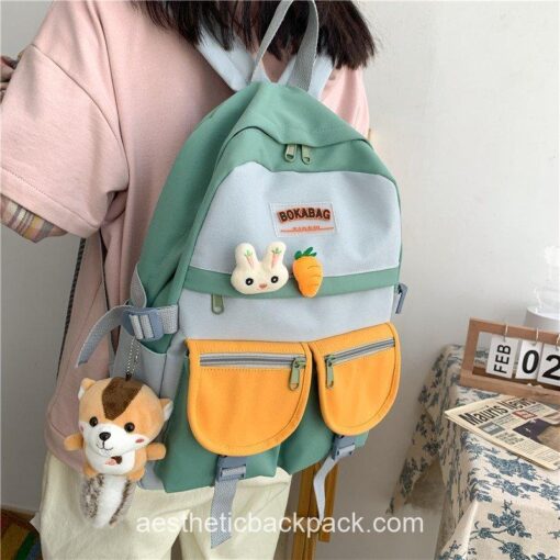 Softhearted Girl Kawaii Panelled Aesthetic Backpack 1