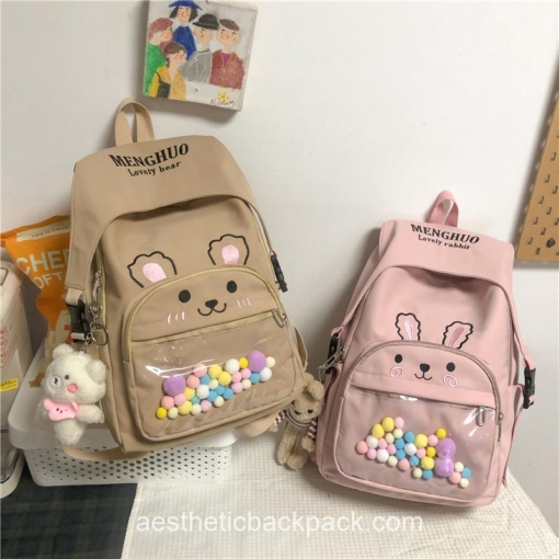 Cool Cartoon Bunny Anime School Bag Kawaii Bear Aesthetic Backpack 3