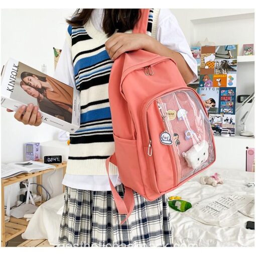 Cozy Solid Transparent Preppy Sweet Backpack 13