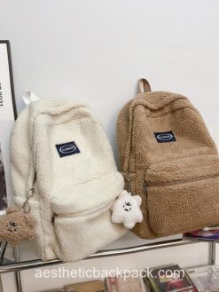Amiable Winter Cute Faux Fur Furry Plush Backpack 2