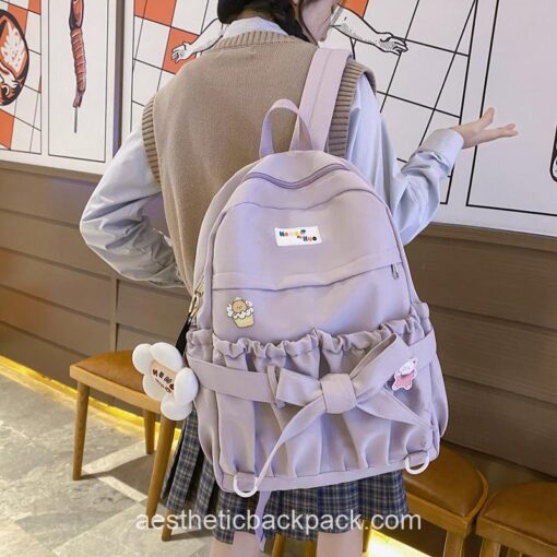 Softie Korean Style Sweet Open Pockets Kawaii Aesthetic Backpack 3