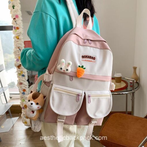 Softhearted Girl Kawaii Panelled Aesthetic Backpack 3