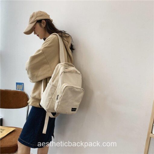 Cool Vintage Canvas Solid Color Classic Backpack 12