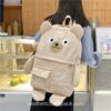 Japanese Corduroy Bear Aesthetic Multi-pockets Backpack 13
