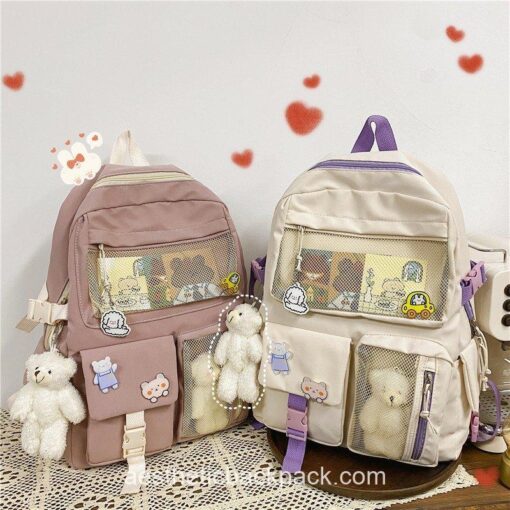 Comfy Preppy Sheep Teddy Style Aesthetic Backpack 4
