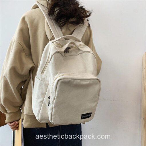 Cool Vintage Canvas Solid Color Classic Backpack 13