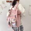 Adorable Preppy Waterproof Candy Colors Teddy Bunny Backpack 16