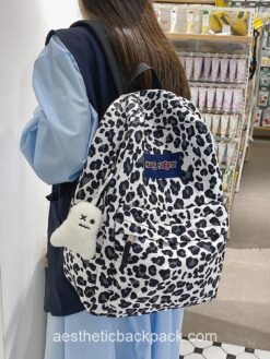 Kawaii Leopard Panther Aesthetic Backpack 1