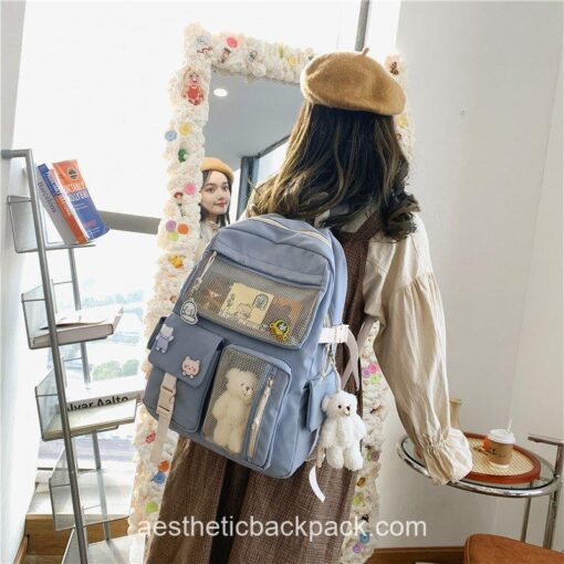 Comfy Preppy Sheep Teddy Style Aesthetic Backpack 16