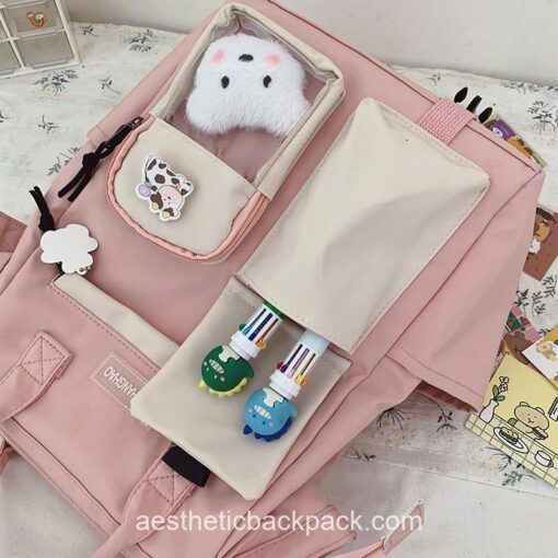 Adorable Preppy Waterproof Candy Colors Teddy Bunny Backpack 6