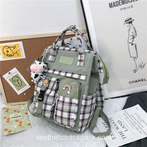 Plaid Cow Pattern Aesthetic Backpack 19