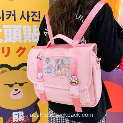 Harajuku Japanese Style Rainbow Candy Horizontal Backpack 1
