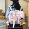 Lovely Cow Cartoon Clear Pocket Sweet Aesthetic Horizontal Backpack 18