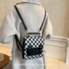 Checkerboard Designer Plaid PU Leather Mini Backpack 4
