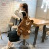 Japanese Corduroy Bear Aesthetic Multi-pockets Backpack 5