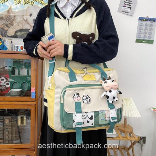 Softhearted Cute Cow Multifunctional Waterproof Horizontal Backpack 2