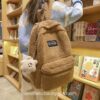 Amiable Winter Cute Faux Fur Furry Plush Backpack 1