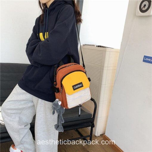 Harajuku Small Panelled Colors Drawstring Mini Backpack 3